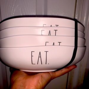 Rae Dunn EAT Melamine Dinner Bowls NEW Set of 4